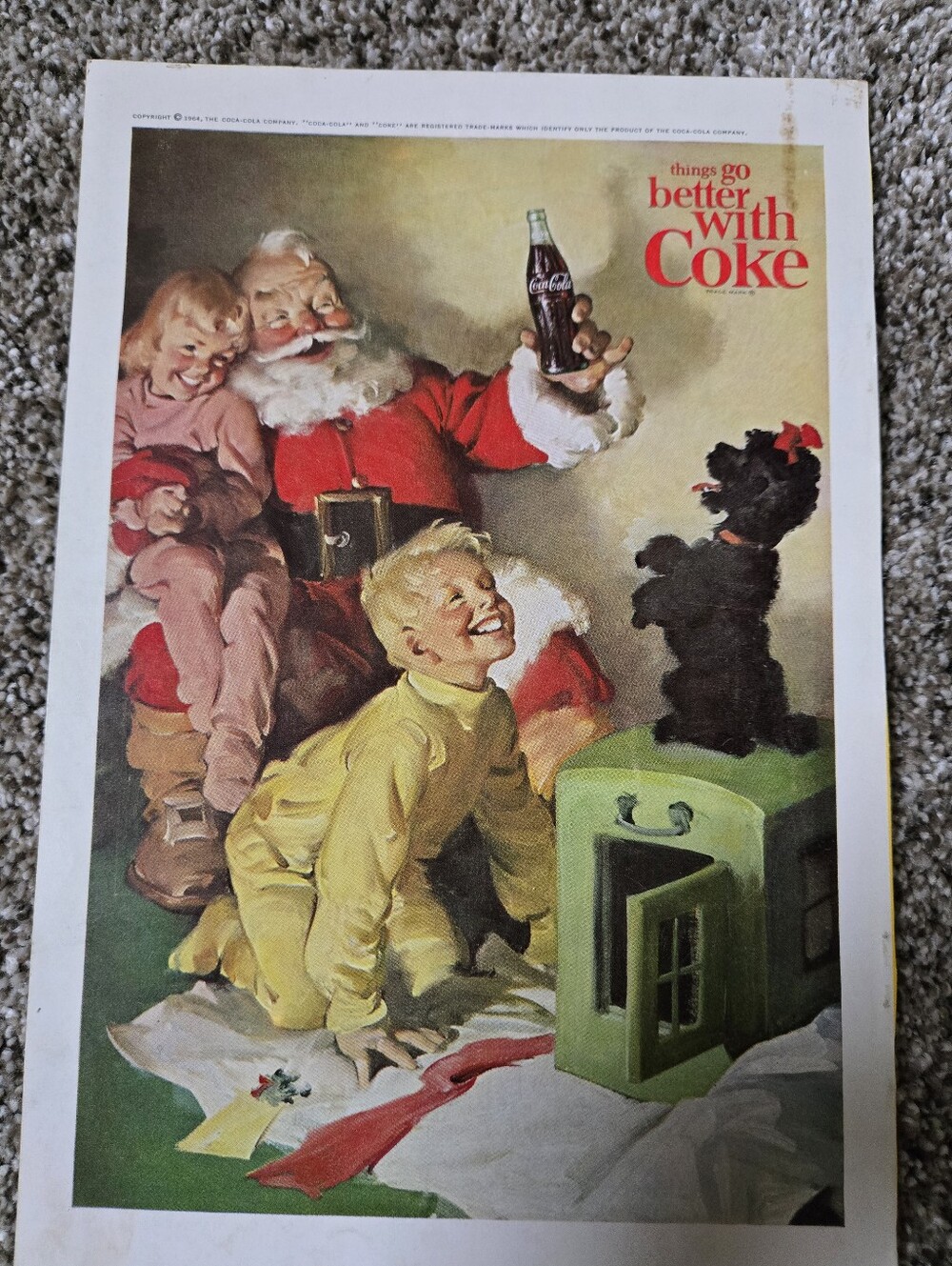 1964 Coca Cola Holiday Poster/Ad Featuring Santa